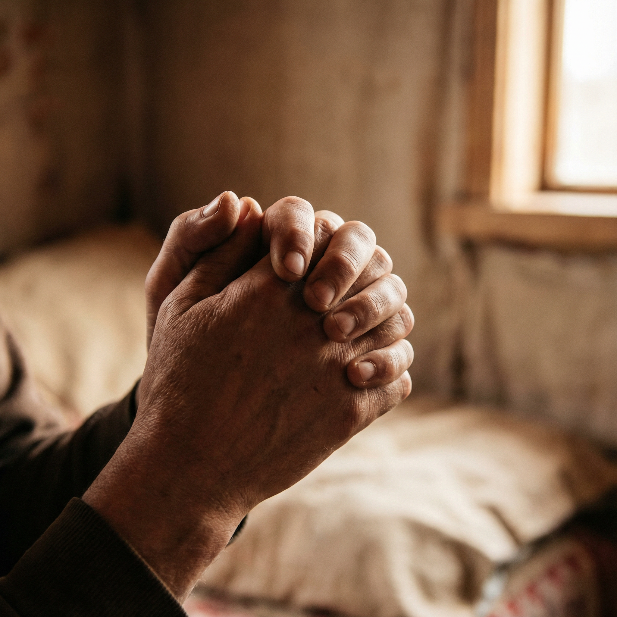Mãos em oração transmitindo paz